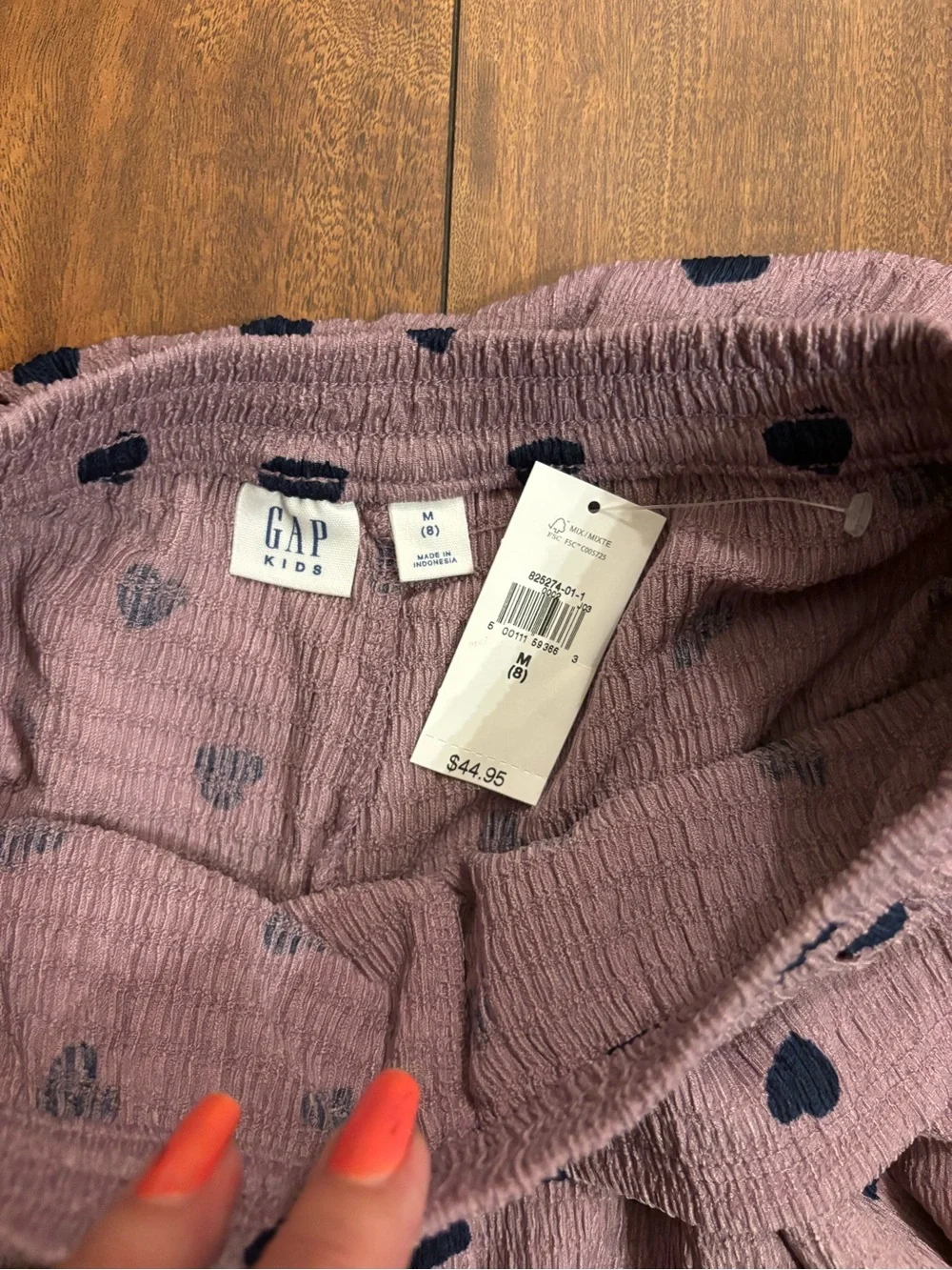 NWT GAP Mauve Tiered Skater Skirt with Black Heart Print